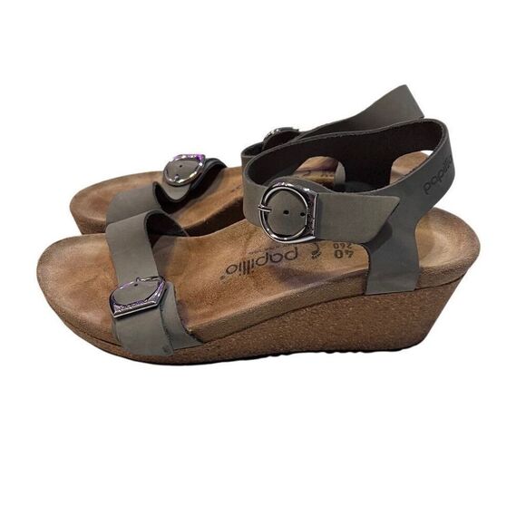 Birkenstock Papillio Size 9/ EU 40 Soley Adjustable Wedge Sandals Leather - Picture 6 of 8